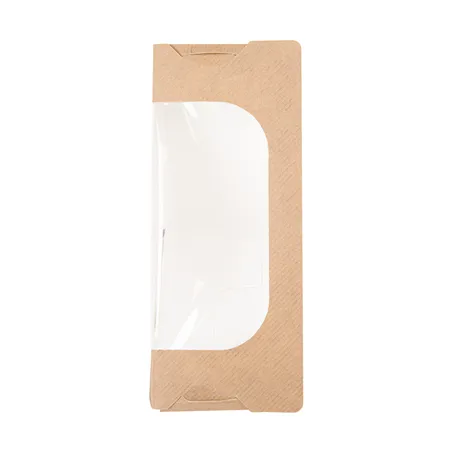 BOÎTES SANDWICH AVEC FENÊTRE THEPACK  12,4x12,4x5,5 CM NATUREL CARTON NANO-MICRO + OPP (500 UNITÉ)